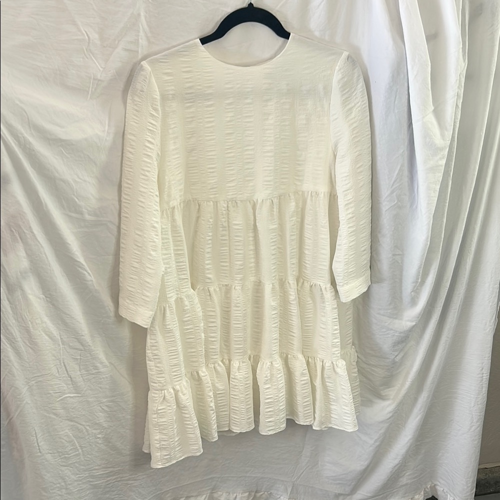 Zara White Tiered Babydoll Dress